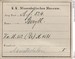 Etiketten zu Beryll (Aquamarin) (NHMW-MIN-Af824)